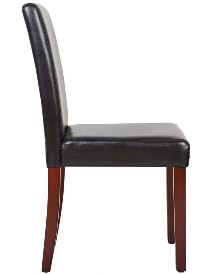 Solid Wooden PU Leather Dining Chairs 2x in Brown image 4