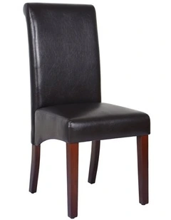 Solid Wooden PU Leather Dining Chairs 2x in Brown