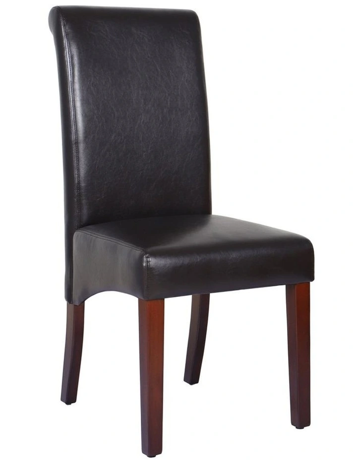 Solid Wooden PU Leather Dining Chairs 2x in Brown image 1