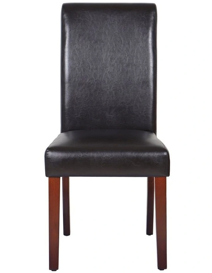 Solid Wooden PU Leather Dining Chairs 2x in Brown image 3