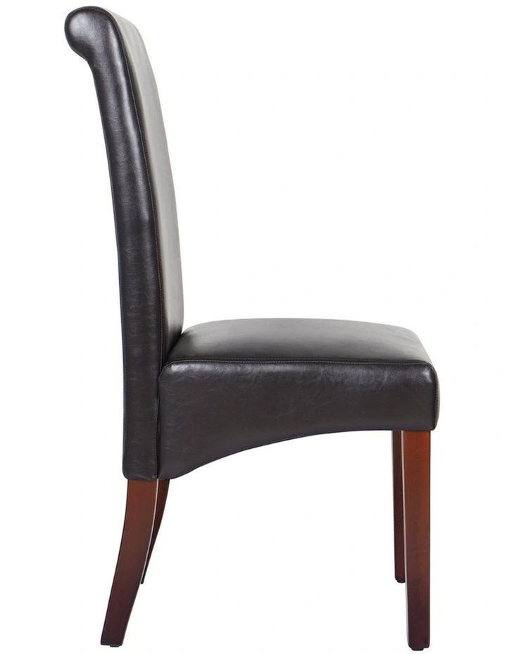 Solid Wooden PU Leather Dining Chairs 2x in Brown image 4