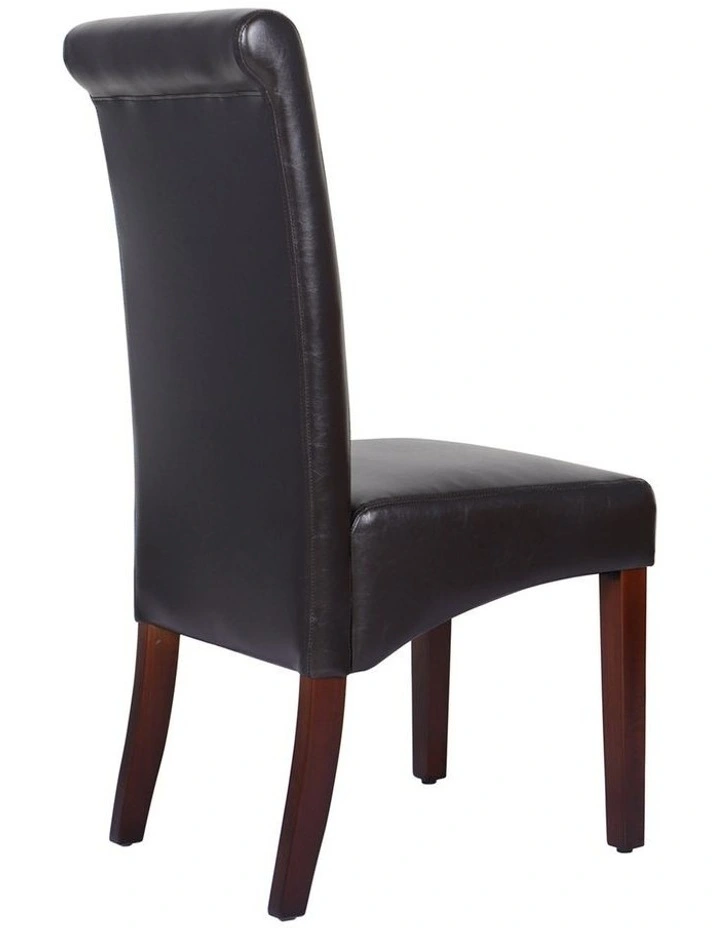 Solid Wooden PU Leather Dining Chairs 2x in Brown image 5