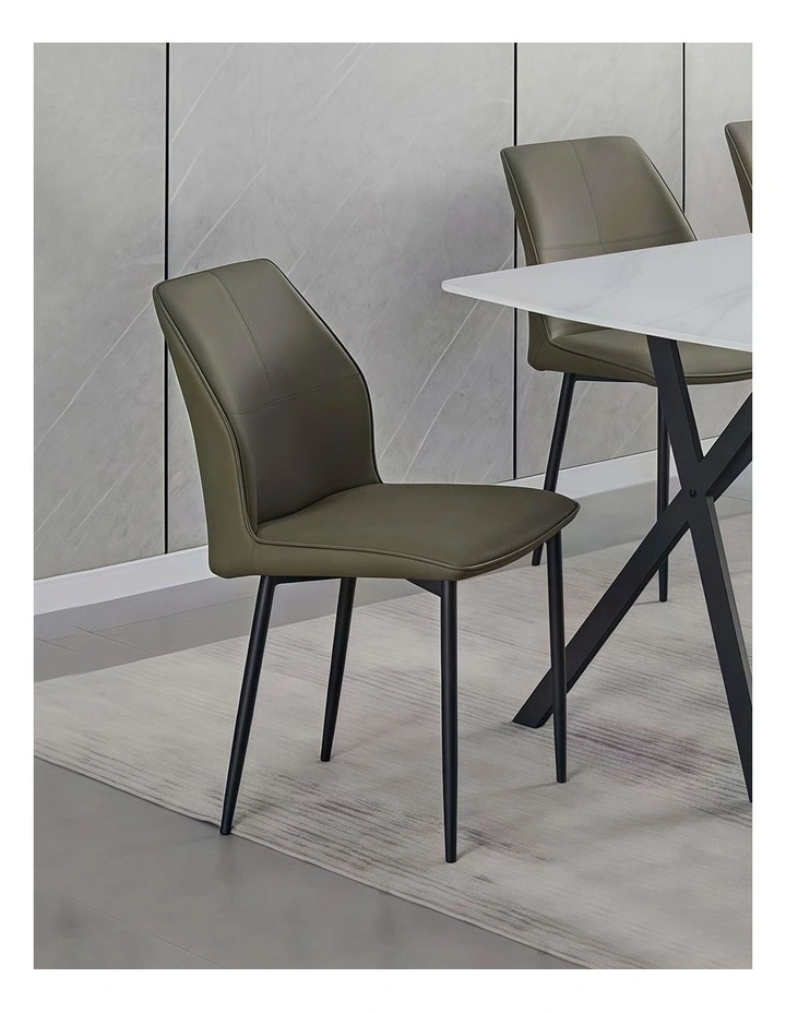 Faux Leather Dining Chairs 6x in Brown image 2