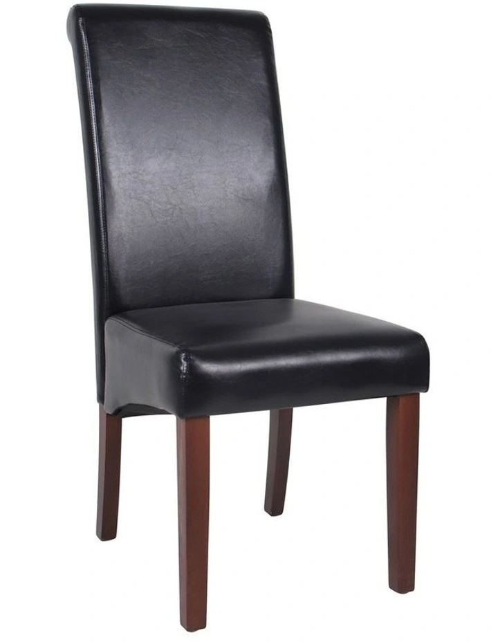 Solid Wooden PU Leather Dining Chairs 2x in Black image 1