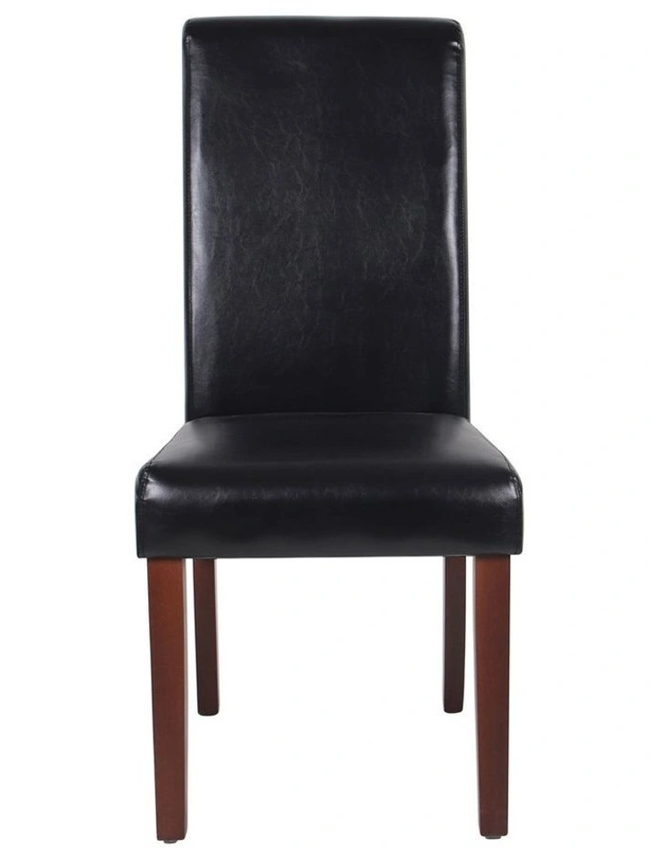 Solid Wooden PU Leather Dining Chairs 2x in Black image 3