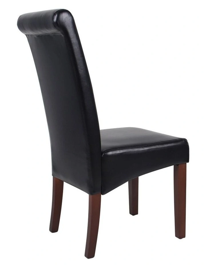 Solid Wooden PU Leather Dining Chairs 2x in Black image 4