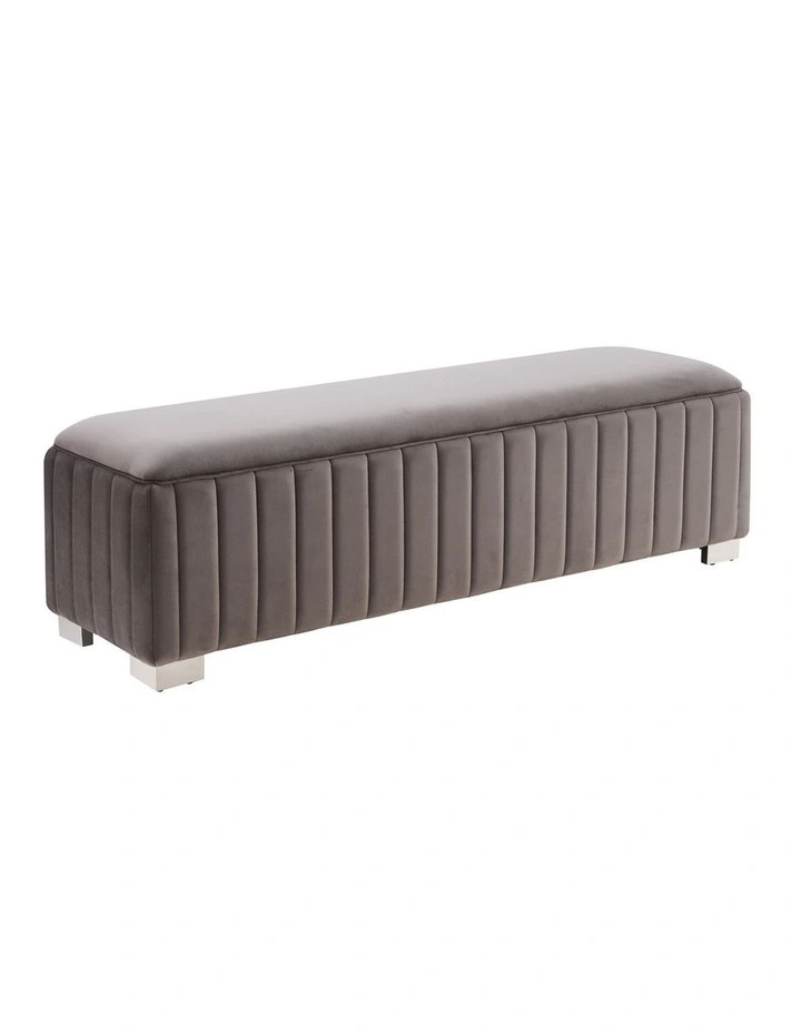 Stainless Steel Fabric Feet Bench Chair in Grey image 1