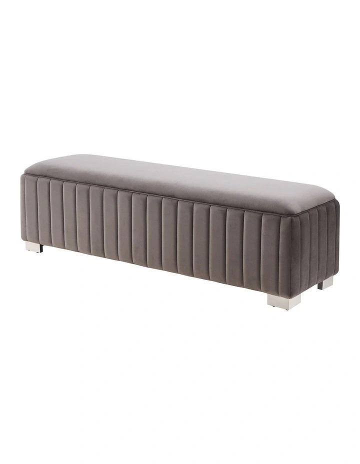 Stainless Steel Fabric Feet Bench Chair in Grey image 2
