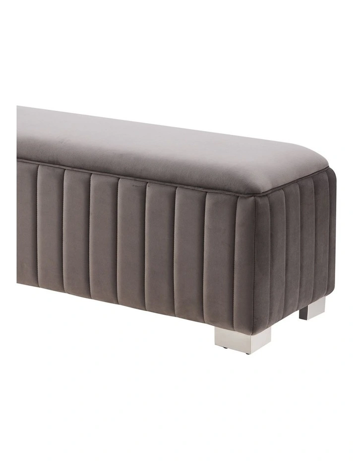 Stainless Steel Fabric Feet Bench Chair in Grey image 3