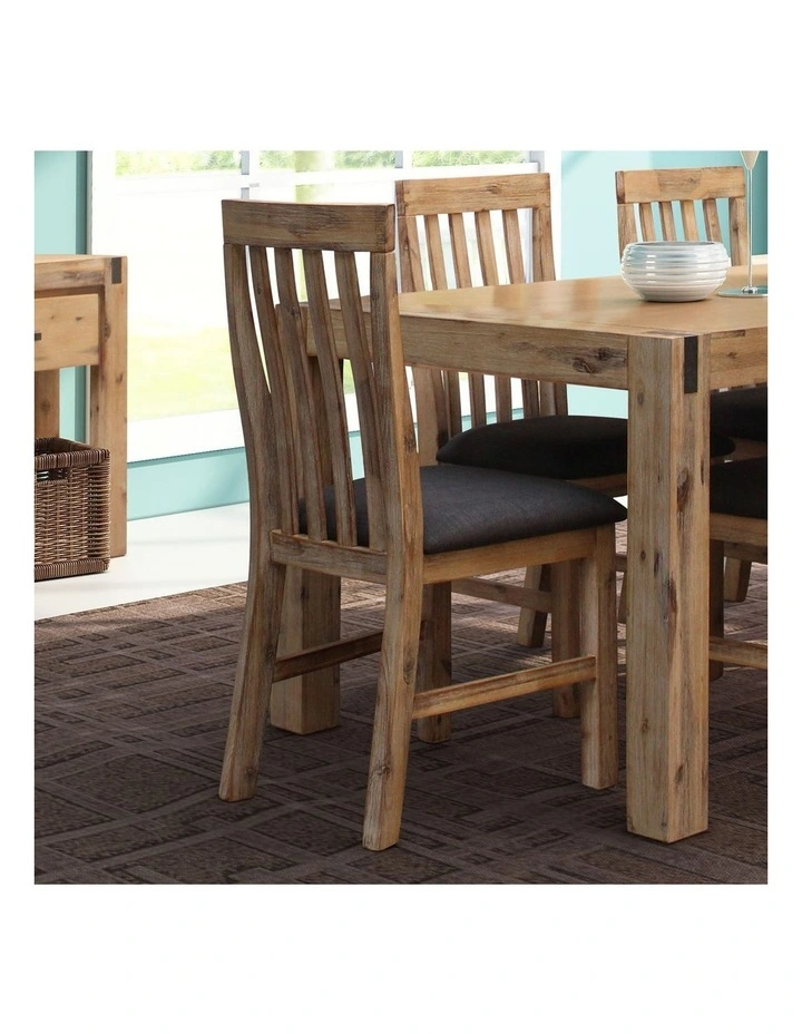 Dining Chairs Solid Acacia 2 Piece in Oak image 2