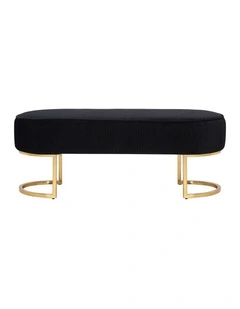 Bench Chair In Black Velvet Fabric