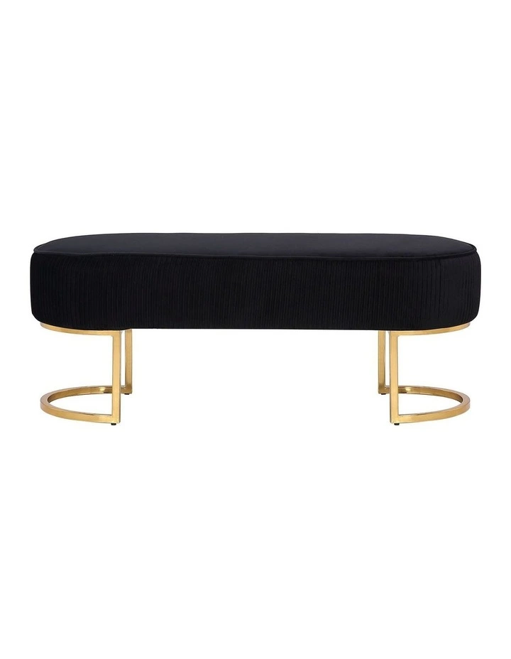Bench Chair In Black Velvet Fabric image 1