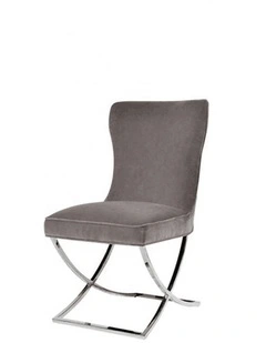 Silver Legs Dining Chairs 2 Piece in Grey