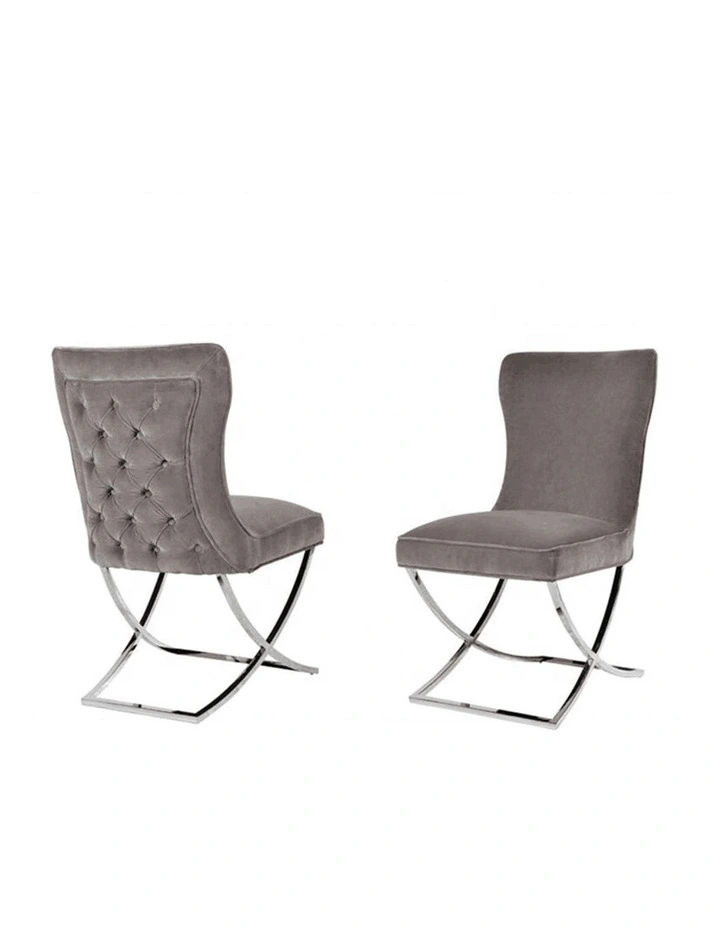 Silver Legs Dining Chairs 2 Piece in Grey image 2