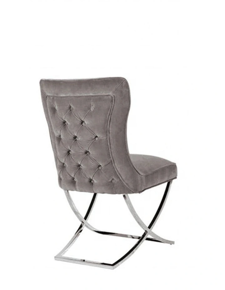 Silver Legs Dining Chairs 2 Piece in Grey image 3