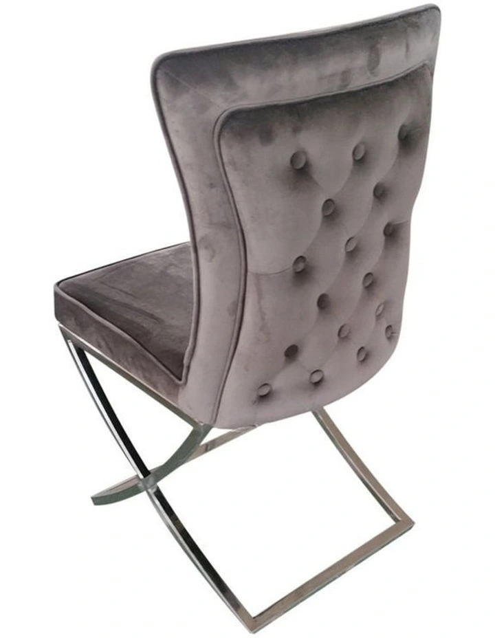 Silver Legs Dining Chairs 2 Piece in Grey image 6