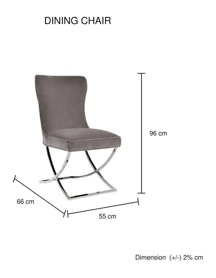 Silver Legs Dining Chairs 2 Piece in Grey image 7