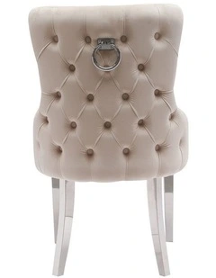 Dining Chairs 2 Piece in Beige Velvet