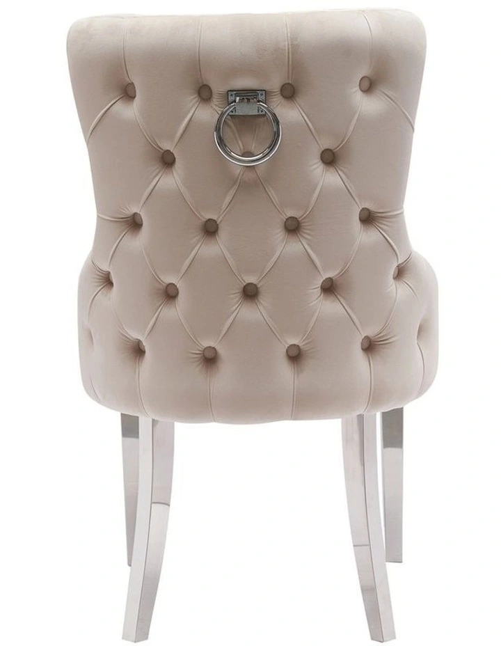 Dining Chairs 2 Piece in Beige Velvet image 1
