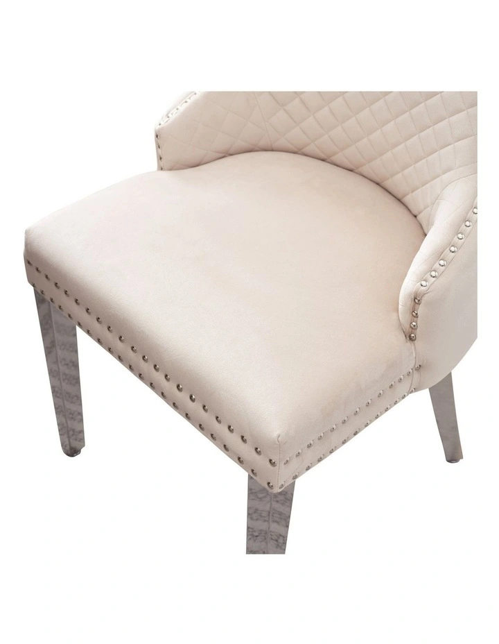 Dining Chairs 2 Piece in Beige Velvet image 3