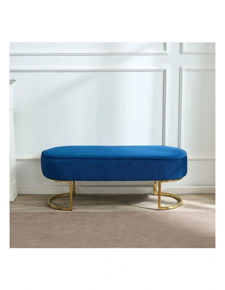 Bench Chair in Blue Velvet image 2