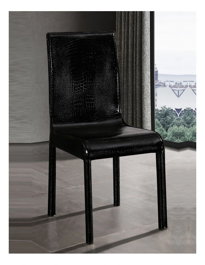 PU Leather Dining Chairs 2 Piece in Black image 2