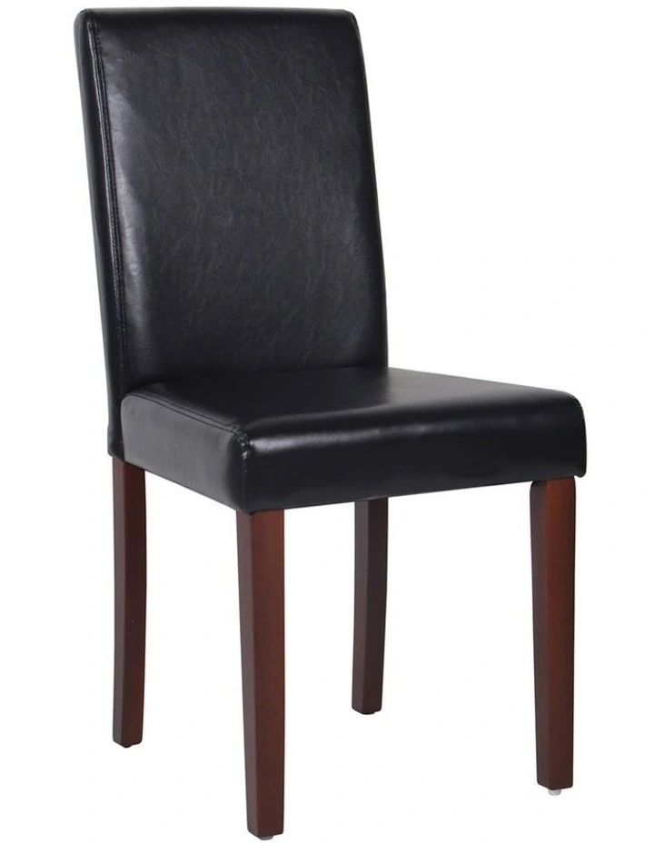 Solid Wooden PU Leather Dining Chairs 2 Piece in Black image 1