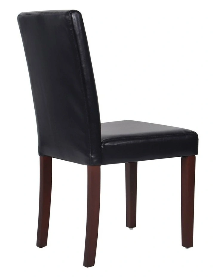 Solid Wooden PU Leather Dining Chairs 2 Piece in Black image 3