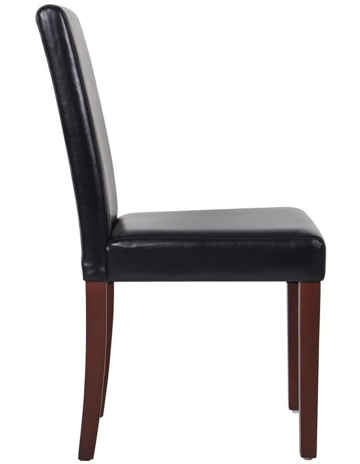 Solid Wooden PU Leather Dining Chairs 2 Piece in Black image 4