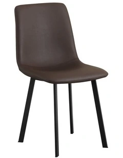 Dining Chair Leather 6 Piece in Brown
