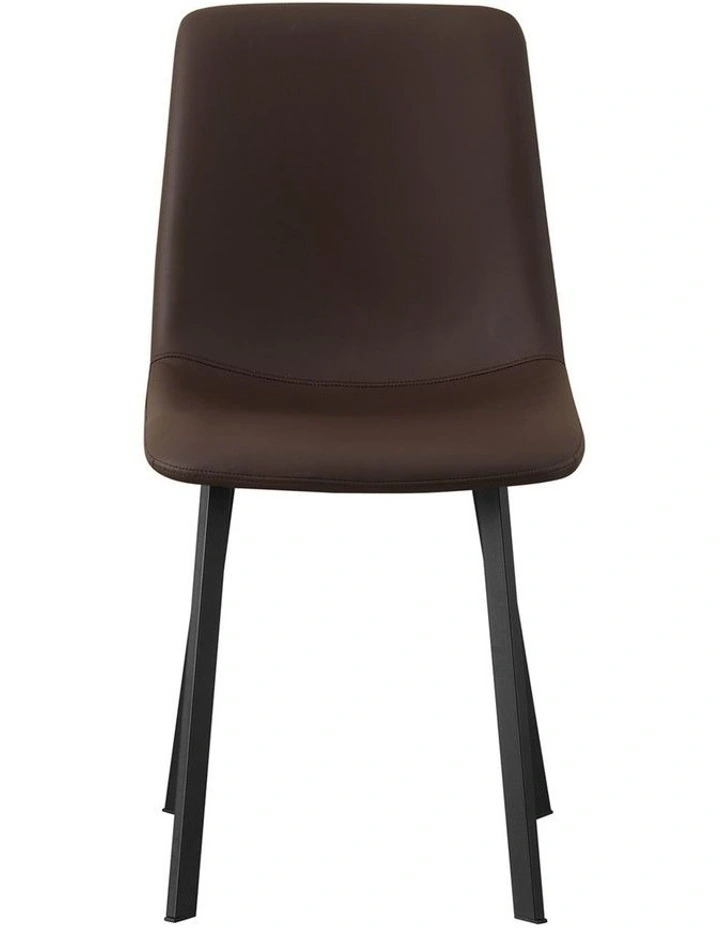 Dining Chair Leather 6 Piece in Brown image 3