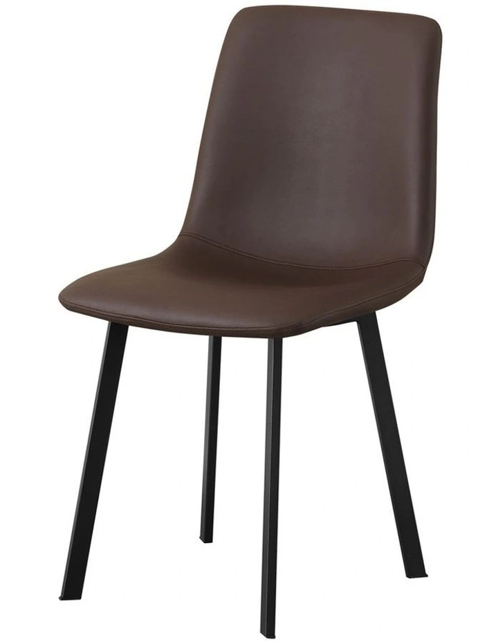 Dining Chair Leather 6 Piece in Brown image 4