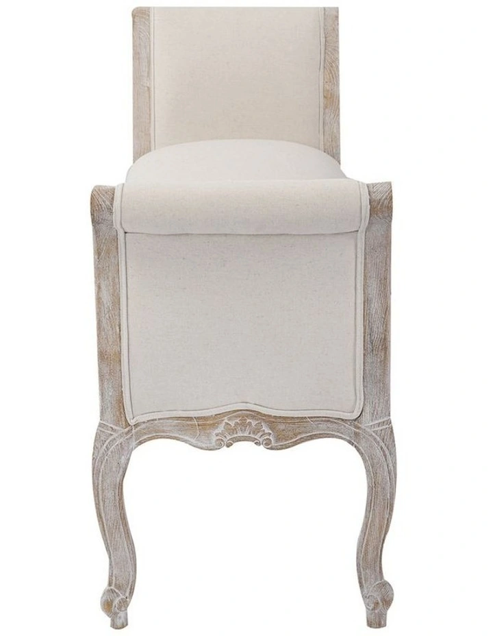 Wood Linen Fabric Bench Chair in Beige image 3