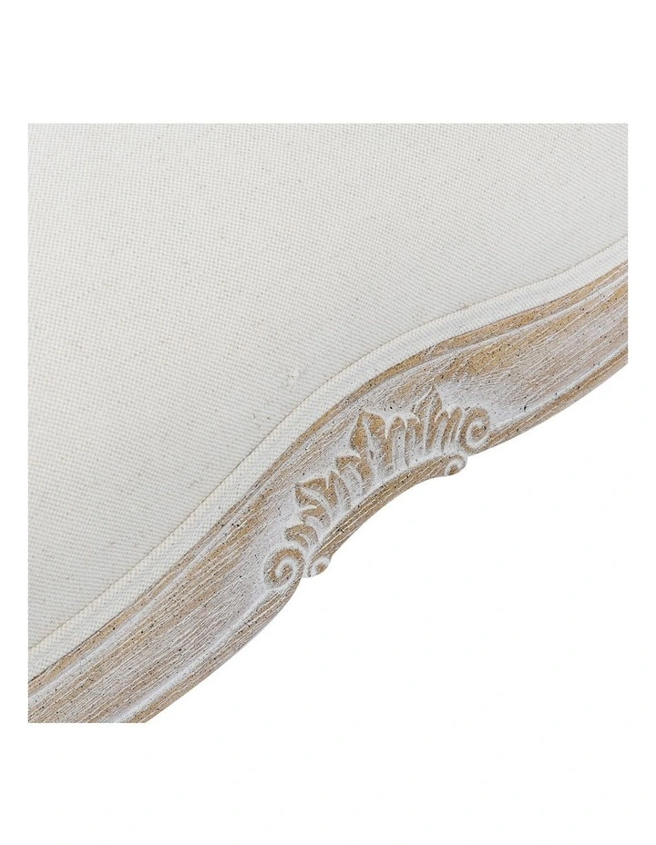 Wood Linen Fabric Bench Chair in Beige image 5