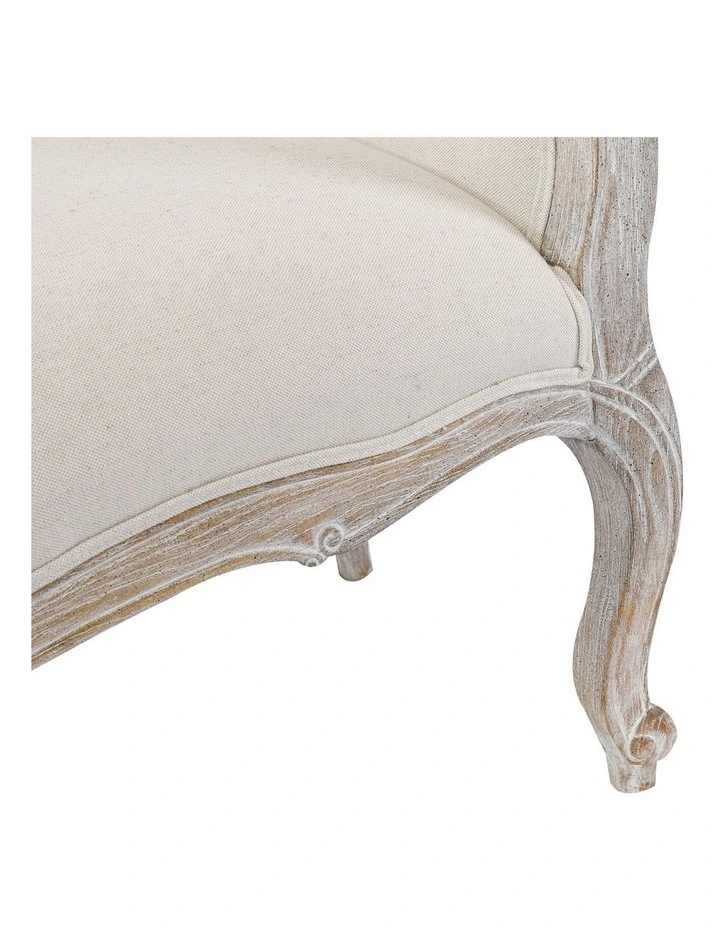 Wood Linen Fabric Bench Chair in Beige image 6