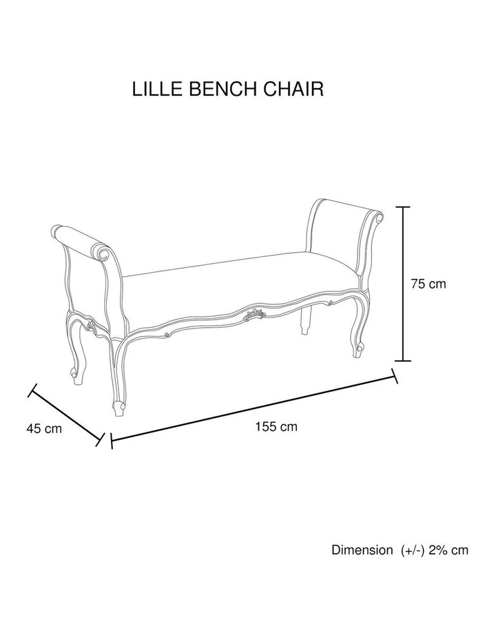Wood Linen Fabric Bench Chair in Beige image 7