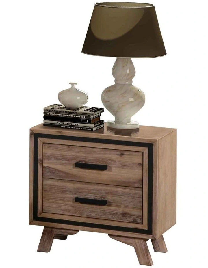 Night Stand Solid Acacia Bedside Table in Brown image 1
