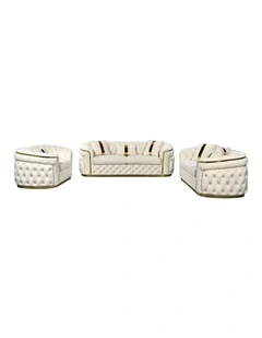Velvet Fabric 3+2 Seater Sofa Set in Beige
