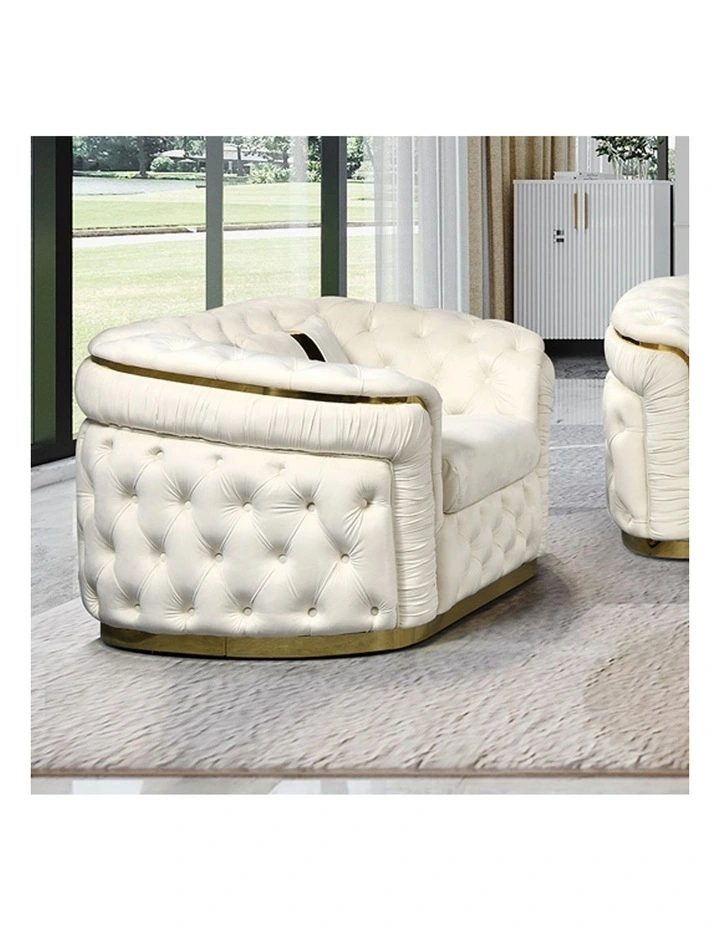 Velvet Fabric 3+2 Seater Sofa Set in Beige image 5