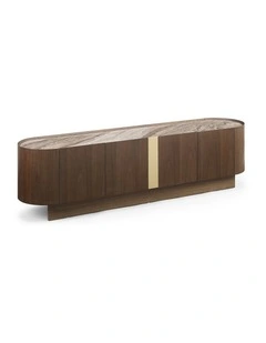 Mdf Board Melamine Tv Cabinet in Dark Walnut Colour