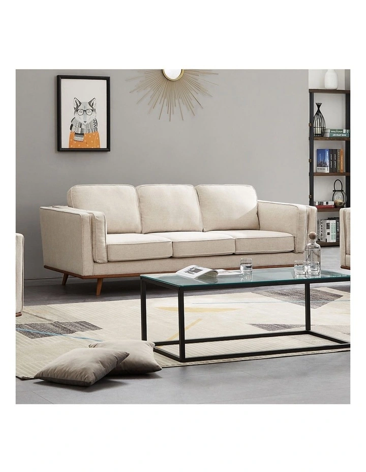 Fabric 3 Seater Sofa in Beige image 2