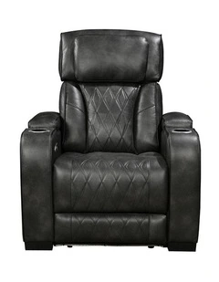 Led Air Leather 1R Electric Recliner in Dark Grey