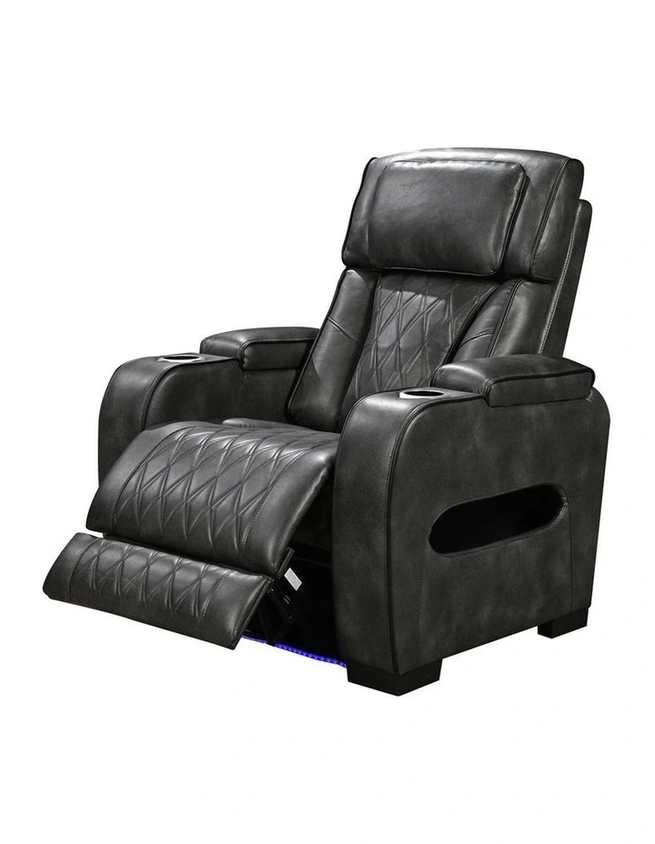 Led Air Leather 1R Electric Recliner in Dark Grey image 3