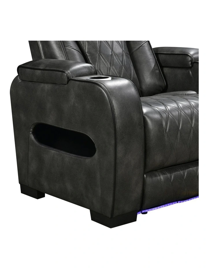 Led Air Leather 1R Electric Recliner in Dark Grey image 4