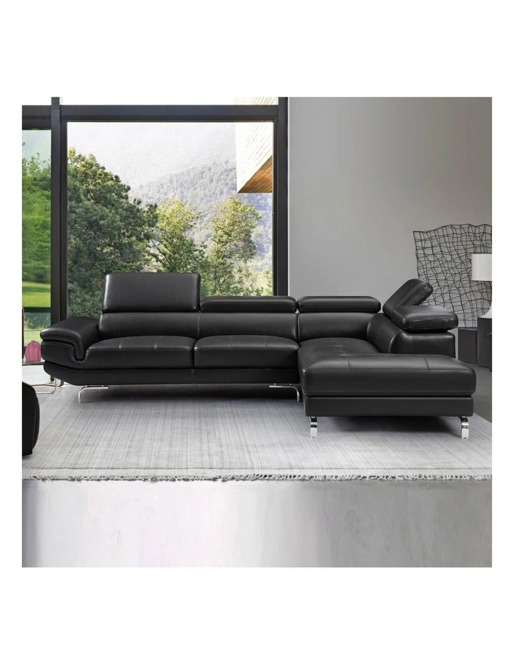 5 Seater Pu Leather Corner Sofa With Chaise in Grey image 2