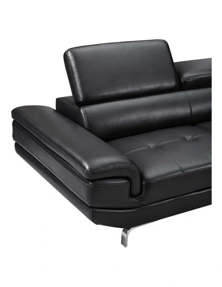 5 Seater Pu Leather Corner Sofa With Chaise in Grey image 3