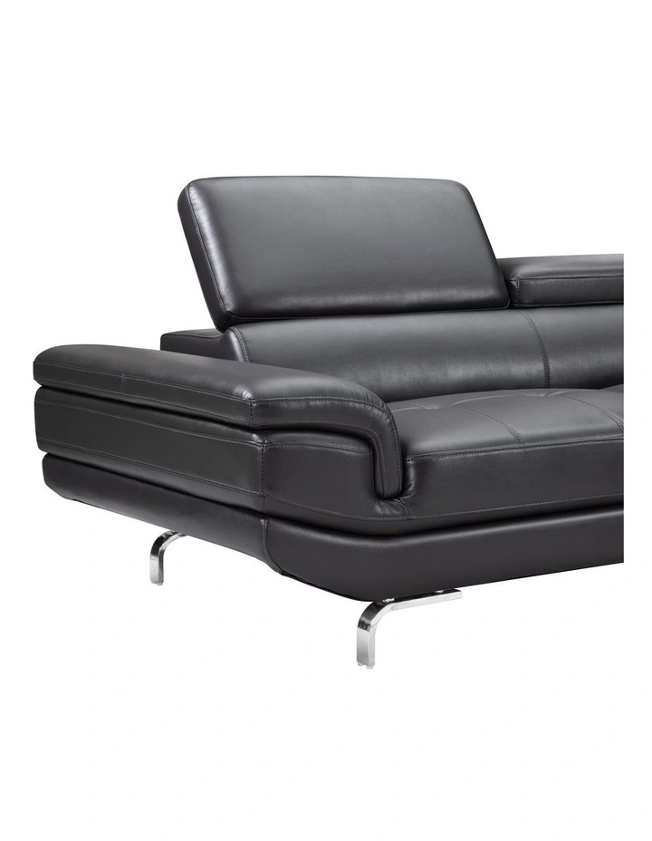 5 Seater Pu Leather Corner Sofa With Chaise in Grey image 4