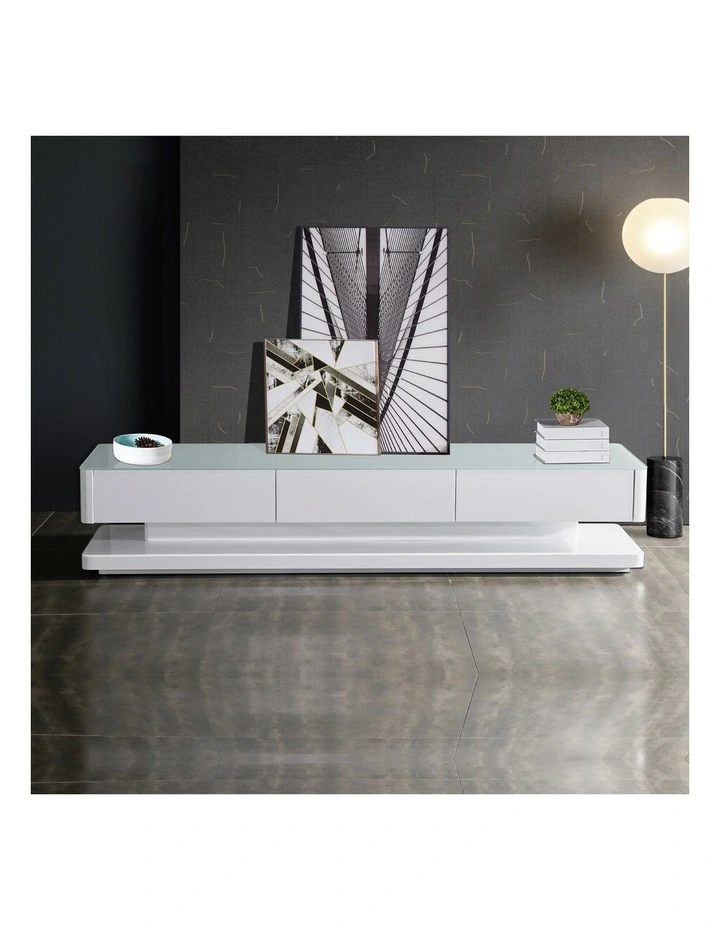 High Glossy TV Cabinet in White image 2