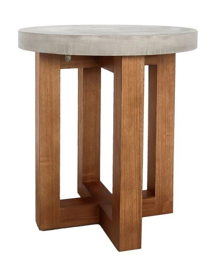 Round Top Mdf Lamp Table in Brown image 1