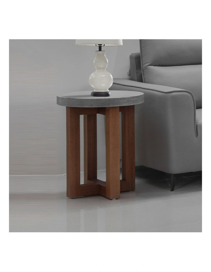Round Top Mdf Lamp Table in Brown image 2